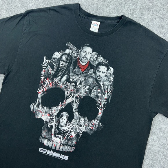 The Walking Dead Shirt Mens XL Black Zombie 2016 Negan Skull Graphic Tee AMC - Picture 1 of 10